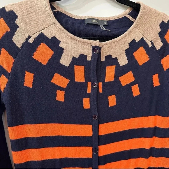 THML Cardigan Martina Square & Stripe Print Cardigan Size XS - Picture 3 of 7